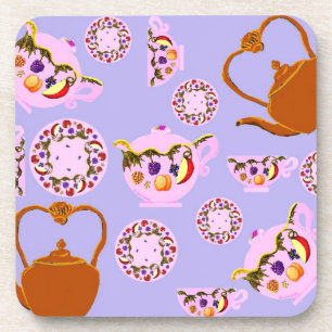 Tea! Teapot, Teacup, Plate, and Copper Teakettle C Coaster