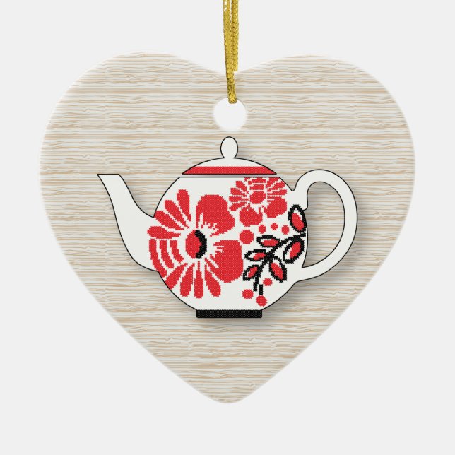 Tea teapots ceramic tree decoration (Front)