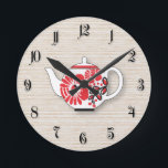 Tea teapots round clock<br><div class="desc">Tea teapots</div>
