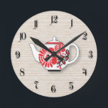 Tea teapots round clock<br><div class="desc">Tea teapots</div>