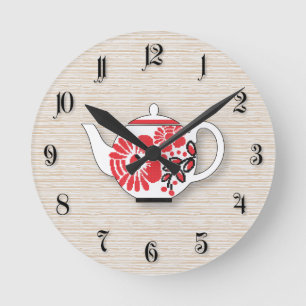 Tea teapots round clock