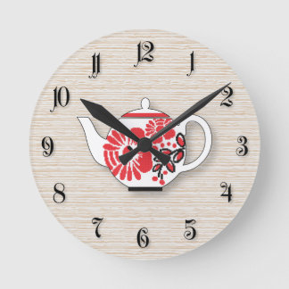 Tea teapots round clock