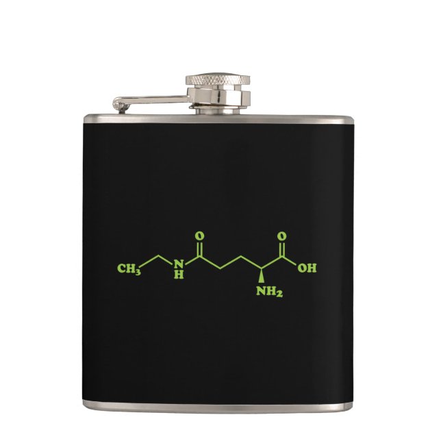 Tea Theanine Molecular Chemical Formula Hip Flask (Front)