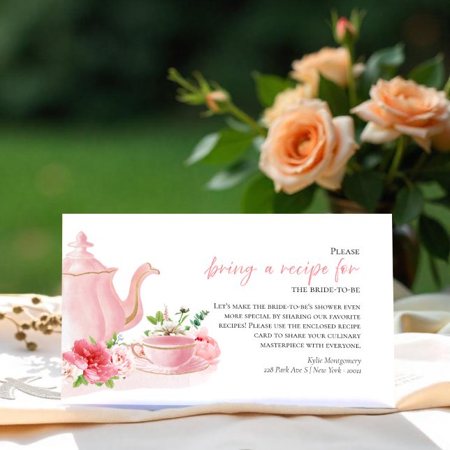 Tea Theme Bridal Shower Recipe Request Card (Creator Uploaded)