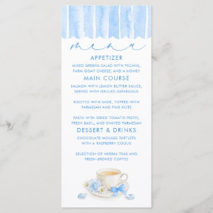 Tea Themed Boy Baby Shower Menu Cards