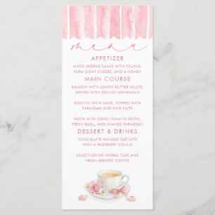 Tea Themed Girl Baby Shower Menu Cards