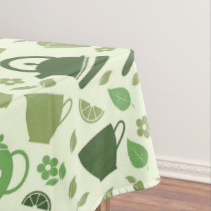Tea themed green pattern tablecloth