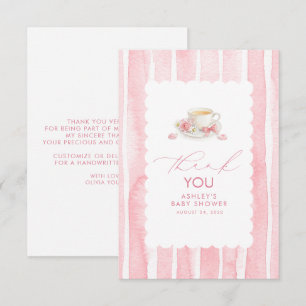 Tea Themed Pink Girly Cute Thank You Card