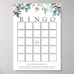 Tea Time Baby Bingo Game Card Poster