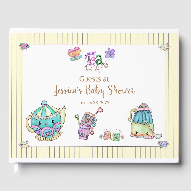 Tea Time Baby Shower Guest Book (Front)