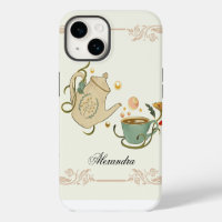 Tea Time, Beige Graphic Art, Floral Inspired