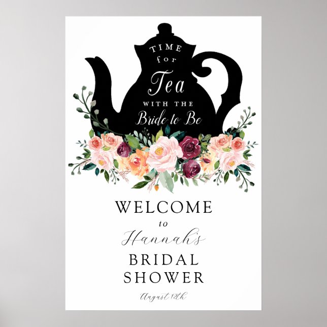 Tea Time Bridal Shower Welcome Sign (Front)