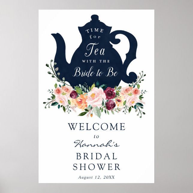 Tea Time Bridal Shower Welcome Sign (Front)