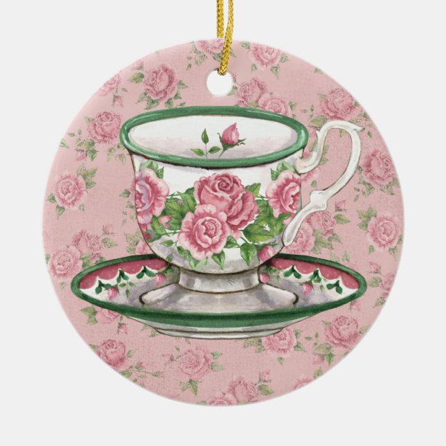 Tea Time Ceramic Tree Decoration (Front)