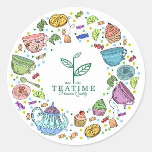 Tea time classic round sticker