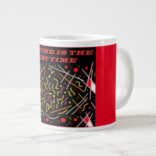 TEA TIME Colours red black white art design Large Coffee Mug