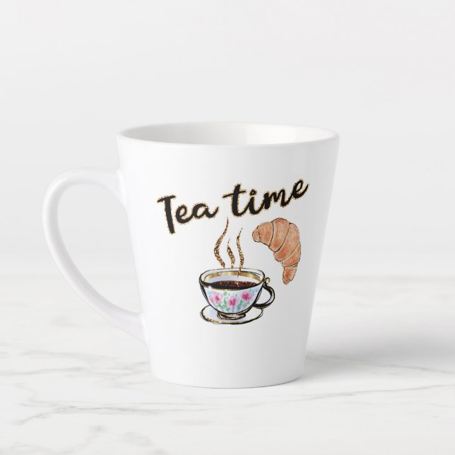 Tea time Cup, tea lover gift tea party accessories Latte Mug (Left)