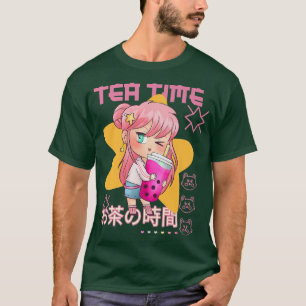 Tea Time Cute Japanese Anime Girl Premium T-Shirt