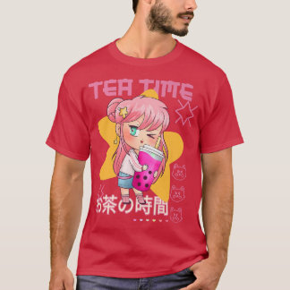Tea Time Cute Japanese Anime Girl Premium  T-Shirt