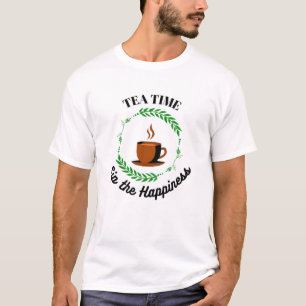 tea time cute orange cup and green leaves T-Shirt