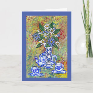 Tea Time Daisies , blank inside Card