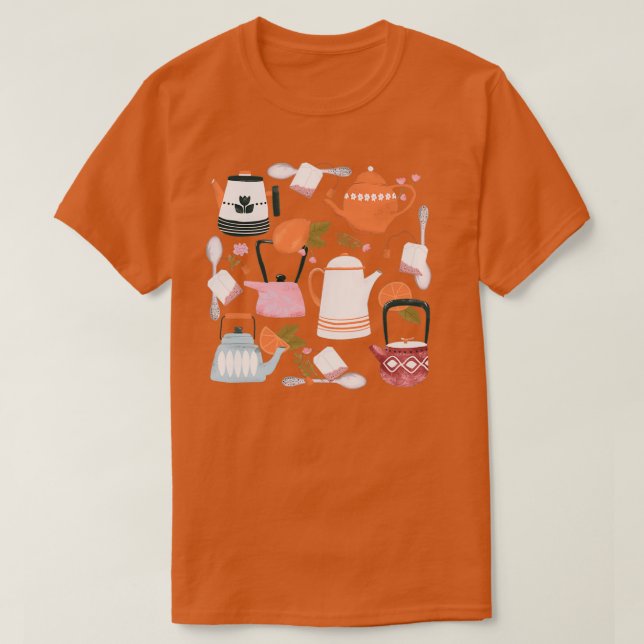 Tea Time Dark Background T-Shirt (Design Front)