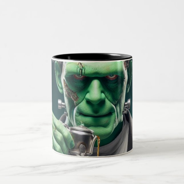 Tea Time Frankenstein Two-Tone Coffee Mug (Center)