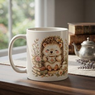 Tea Time Hedgehog Watercolor Art Coffee Mug