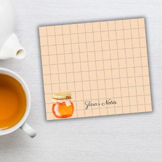 Tea Time Honey Pot Personalized Grid Sticky Notes