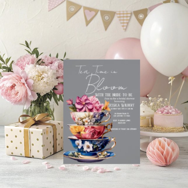 Tea Time in Bloom Bridal Shower Invitation  (personalize this beauty tea Time in Bloom Bridal shower invitation )