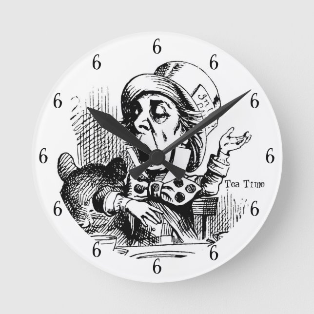 Tea Time Mad Hatter Round Clock (Front)