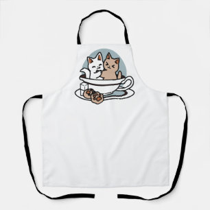 Tea Time Meow Time - Cute Cat and Tea Design Apron