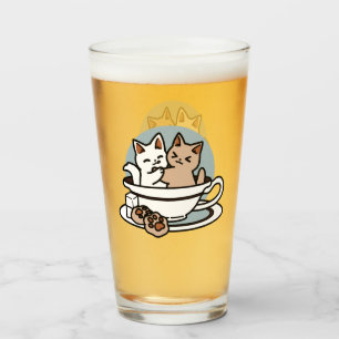 Tea Time Meow Time - Cute Cat and Tea Design Glass
