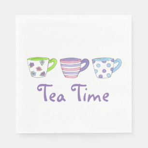 Tea Time Pastel Teacups Cups Afternoon Teaparty Napkin
