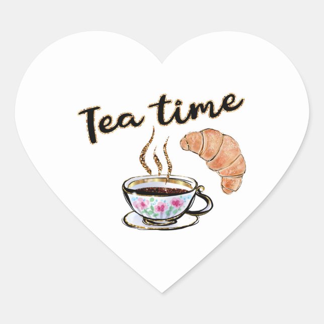 Tea time planner sticker, gift tea paty supplies h heart sticker (Front)