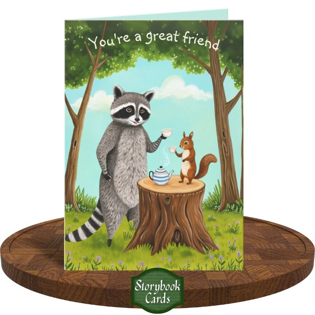 Tea Time Racoon and Squirrel Forest Friendship Card (Creator Uploaded)
