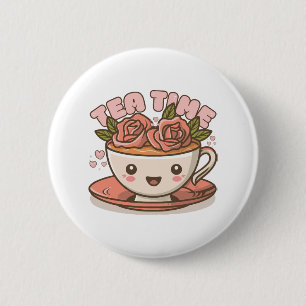 Tea Time Rose Tea Kawaii 6 Cm Round Badge