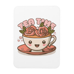 Tea Time Rose Tea Kawaii Magnet