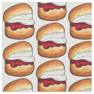 Tea Time Scone Clotted Cream Jam UK British Food Fabric