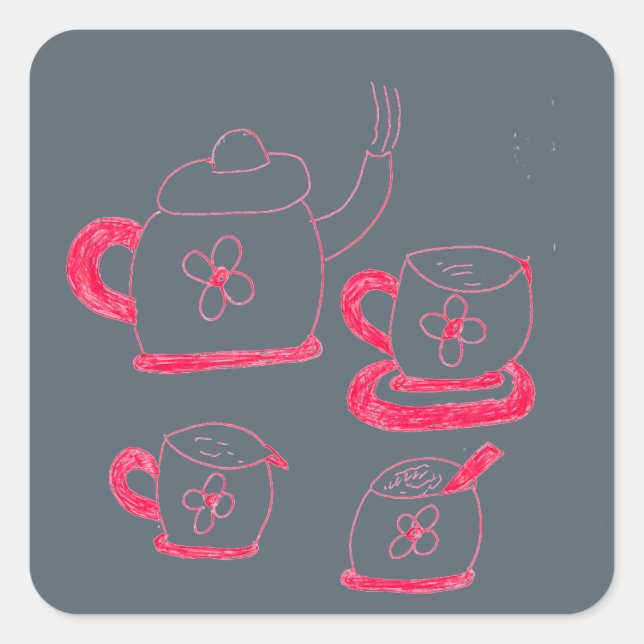 Tea Time Square Sticker (Front)