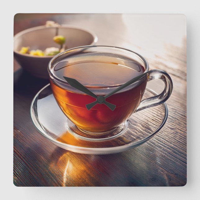 Tea Time Square Wall Clock (Front)