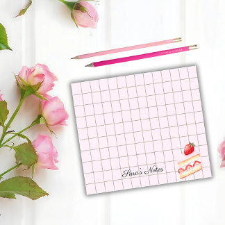 Tea Time Strawberry Cake – Personalized Grid Stick Post-it Notes