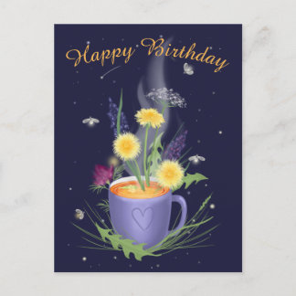 Tea Time Summer Flowers Postcard