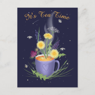 Tea Time Summer Flowers Postcard