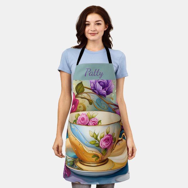 Tea Time - Tea Cup Art  Apron (Worn)