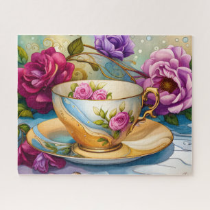 Tea Time - Tea Cup Art  Jigsaw Puzzle