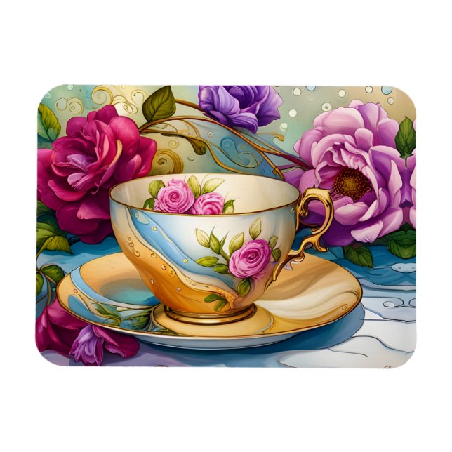 Tea Time - Tea Cup Art  Magnet (Horizontal)