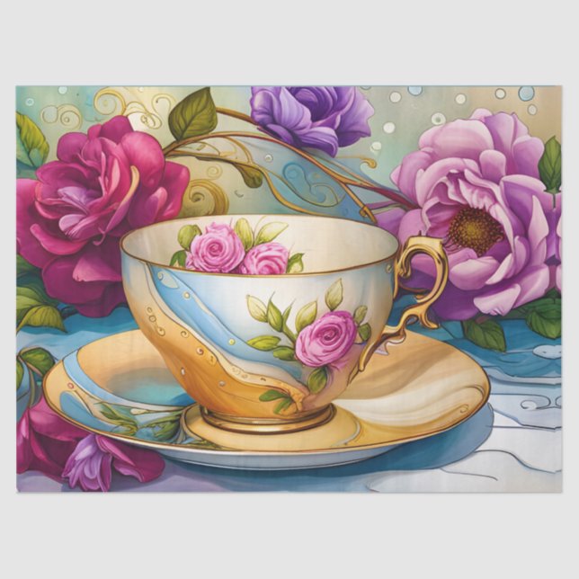 Tea Time - Tea Cup Art  Tissue Paper (Front)
