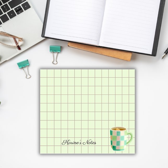 Tea Time Tea Cup – Personalized Grid Sticky Notes (Creator Uploaded)