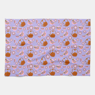 Tea Time Teapot Teacup Plate Copper Kettle pattern Towel